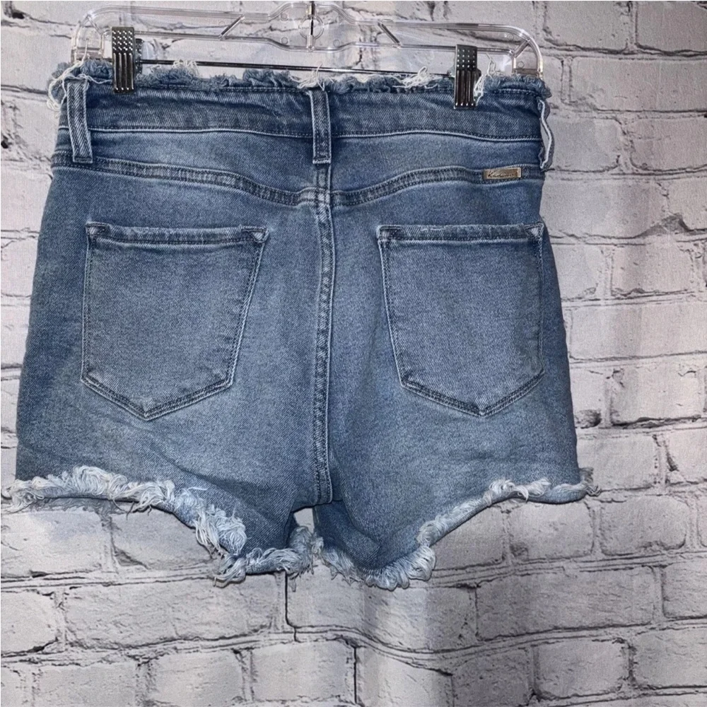 KanCan High Rise Frayed Waistband And Hem Shorts Size 9/28 Denim Blue Classic